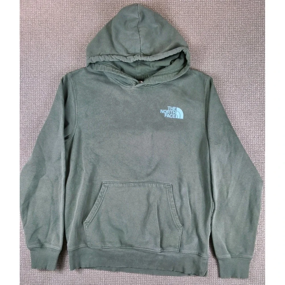The North Face Men's Graphic Injection Hoodie Sage Green Elk Nature Print Fleece